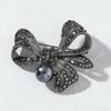 Shining Crystal Rhinestone Brooch Large Bowknot Vintage Pin  For Funerals and Mourning
