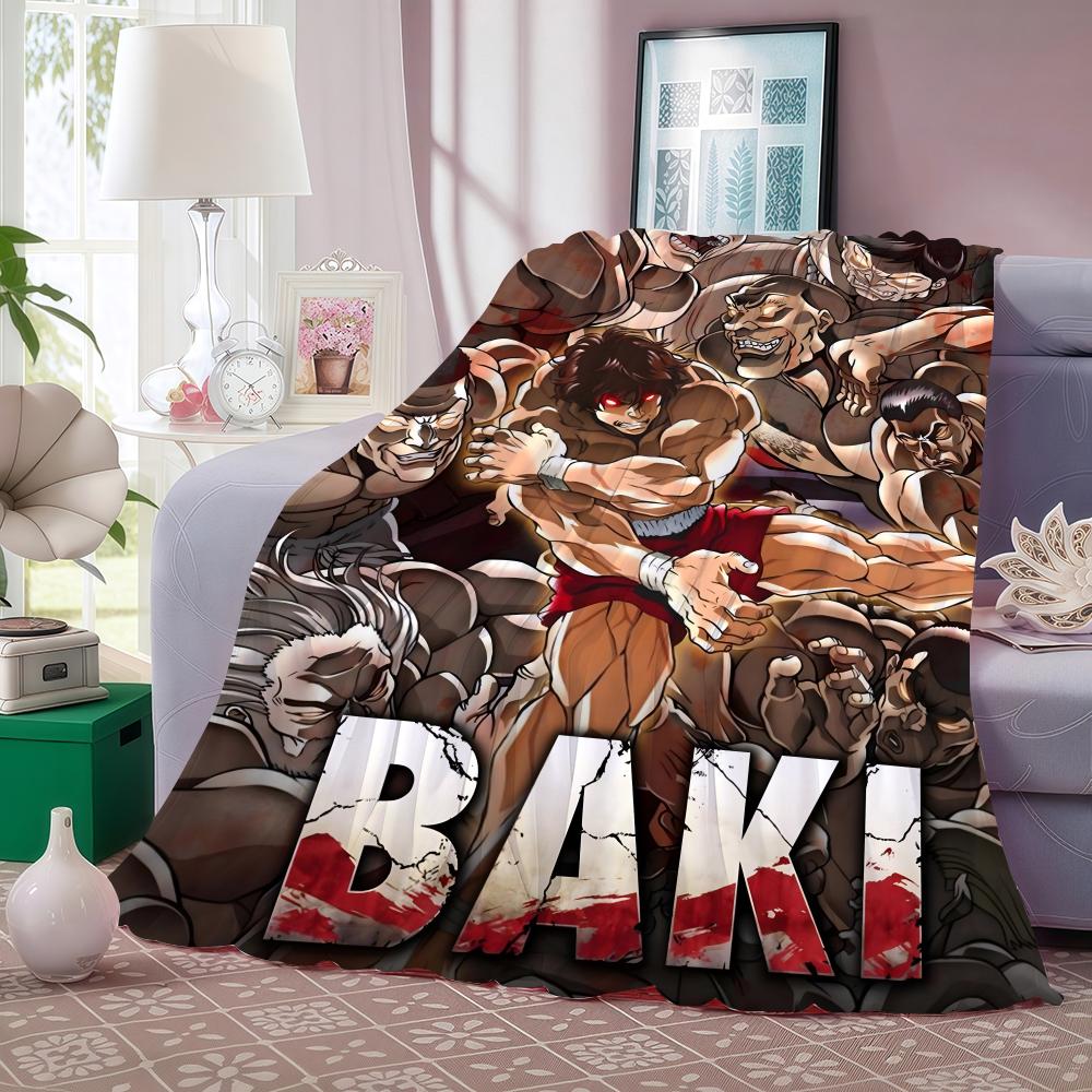 Anime B-Baki Hanma Throw Lightweight 240g Flannel Blanket Soft Skin-friendly for Summer Cooling