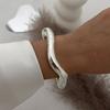 New Wide Cuff Bangles Hip Hop Punk copper Color Geometric Metal Spring Bangles For Women Bracelets Men Jewelry Vintage