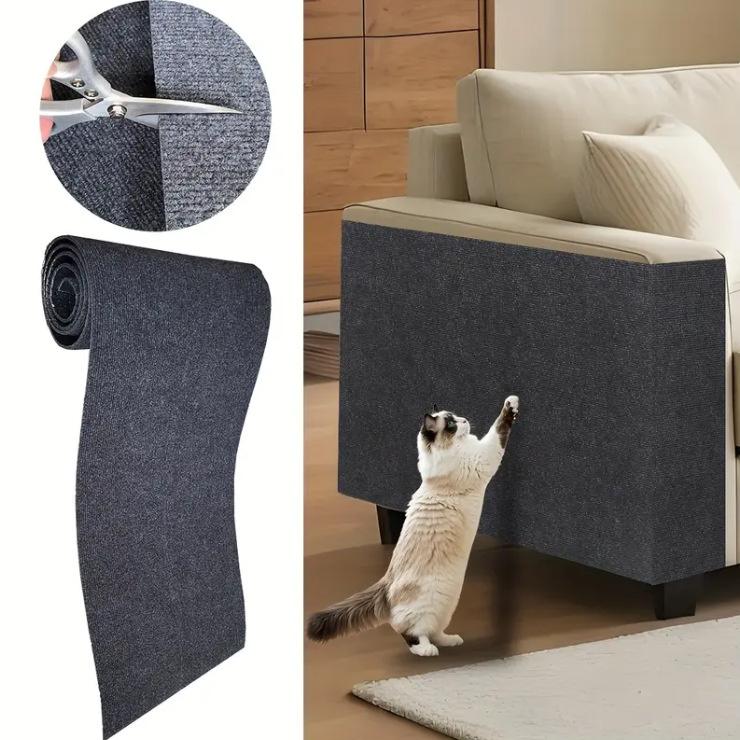 Sofa Protector Cat Scratch Mat Self Adhesive Vertical Wall Mounted Cut To Size Reusable Scratching Pad For Living Room Cat