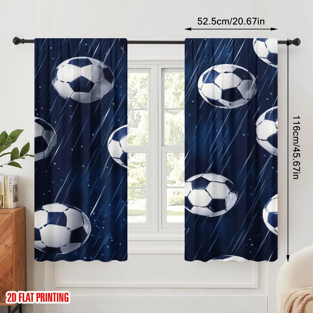 Set Of 2 Plane Printing Curtains Digital Printed Soccerrainfall Polyester Easy Install Without Rod All Seasons Perfect Curtain Made