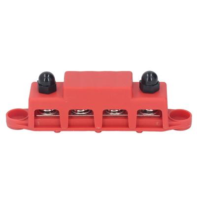 4 Position M10 Studs Bus Bar M10 3/8 Red/Black Power Distribution Block 48VDC 250A 4 Position Distribution Block Automotive