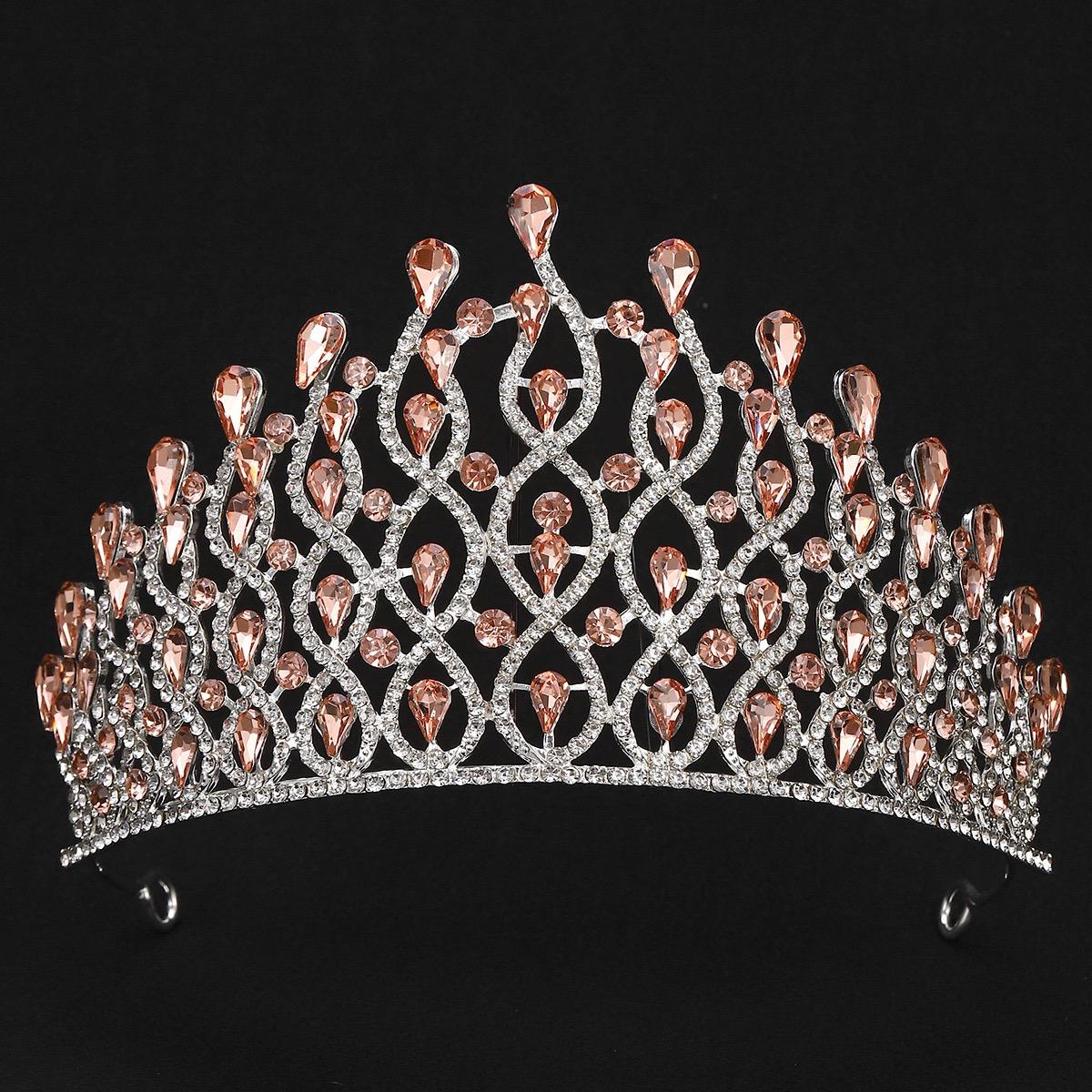 

Барочная свадебная хрустальная корона Винтажная европейская свадебная тиара Стразы Роскошное украшение для головы для королевских невест Церемонии конкурса красоты