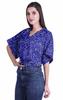 Moomaya Printed Boxy Sleeve Tops For Women V-Neck Elastic WaistA  Kimono Top