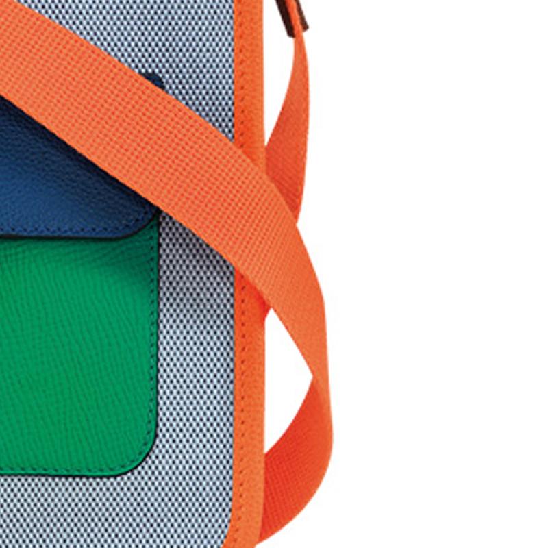 New LONGCHAMP Le Foulonné Canvas With Leather Shoulder Bag, Crossbody Bag Small Women's Blue & Orange 10138HBUH03
