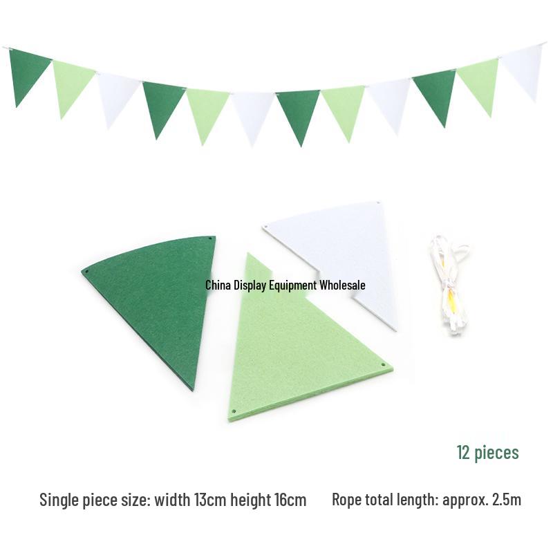 Triangle Flag Bunting for Kindergarten Decoration - Children's Room & Birthday Party Decor with Girlish Heart Design