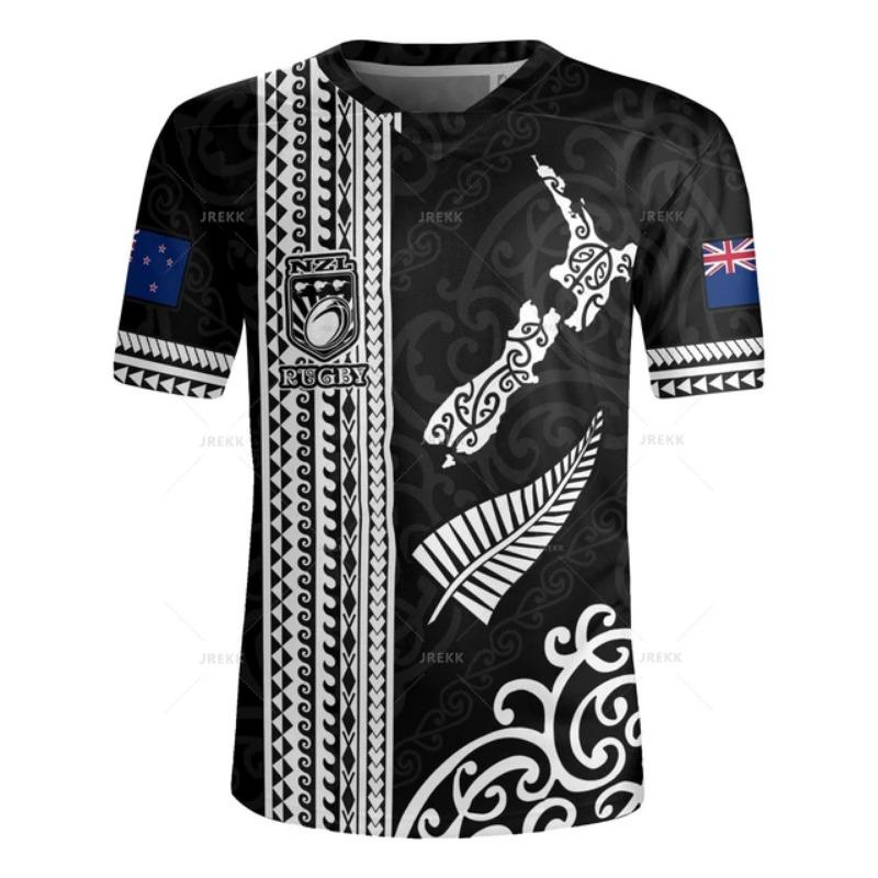 2025 Summer Men's New Zealand Maori Tribe Pattern Round Neck Short Sleeve Comfortable and Breathable Men's Sports and Leisure Top