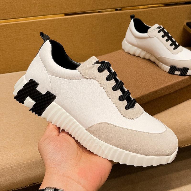 Outdoor Casual Shoes Men's Matte Leather Breathable Running Shoes Trendy Brand Light Luxury Fashion Contrasting Sports Shoes
