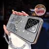 3D Butterfly Phone Holder Crystal Bracelet Glitter Plating Case for Xiaomi Mi 14 Ultra 13 12 11 Lite Pro Back Cover