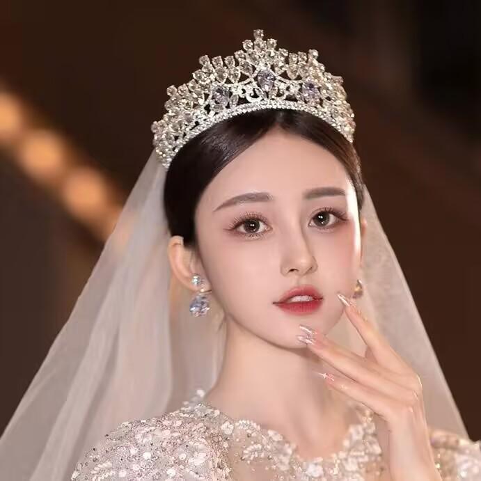 European and American Light Luxury Bride's Crown Shining Crystal Headwear  Princess Birthday Style Crown Wedding Beauty Pageant Accessories