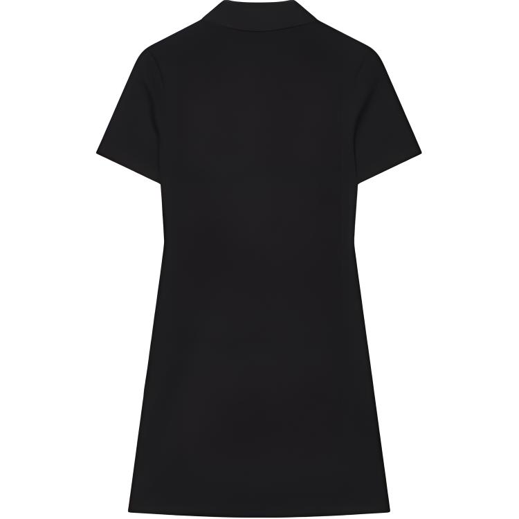 Fila Heritage Logo Print Soft Comfortable Casual Fashion Slim Fit Polo Dress Women Dresses Black F11W428317F-BK
