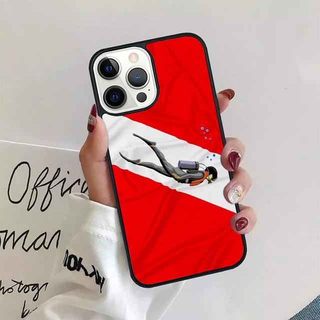 Scuba Diving Dive Flag Phone Case Back Cover for iPhone 17 Air 16 15 14 13 11 12 Pro Max Plus Shell Coque
