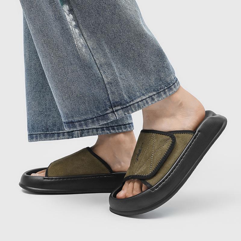 Summer new outer slippers men's 2025 new one-word drag open-toed beach casual cool slippers 471266-J