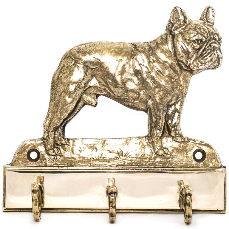 French Bulldog, Frenchie – Key holder with a dog, brass handle for dog accessories | Art-Dog