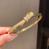 Silver Finish Zircon Butterfly Bangle Bracelet With Gold Plating For Elegant Occasions
