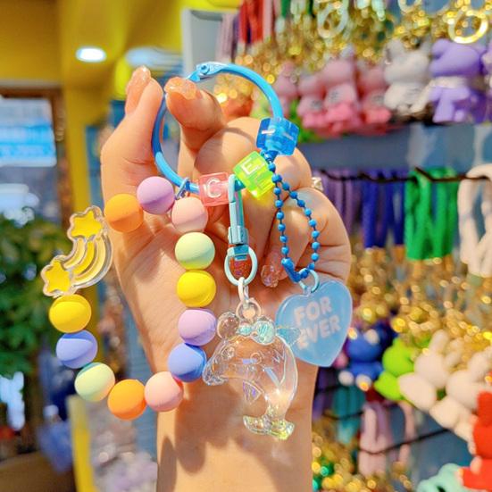 Wrist Strap Phone Chain Beaded Charm for Women Cute Dolphin Animal Keychain Anti-Lost Bracelet Lanyard for Cell Phone Bag Purse