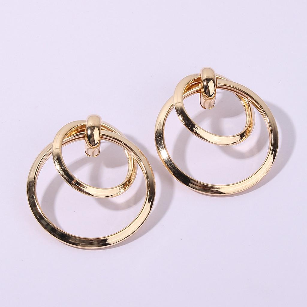 Women Gold Metal Earrings Geometric Shape Electroplated Fashion Office Looks
