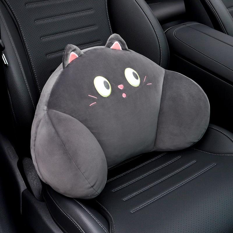 1 Set Auto Interior Decoration Car Headrest Neck Pillows Cute Cartoon Plush Waist Pillow Back Cushion Diy Accessories
