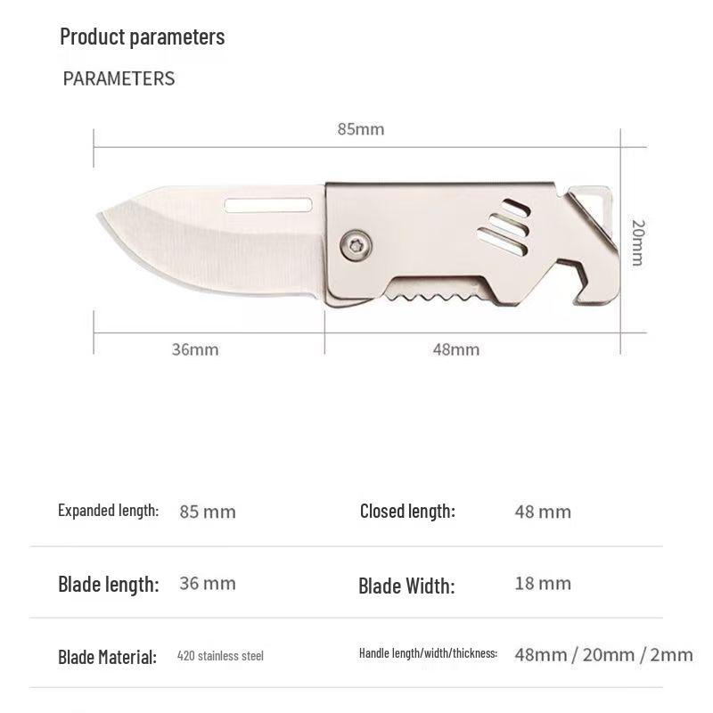 Portable Stainless Steel Folding Keychain Knife for Box Opening and Fruit Cutting