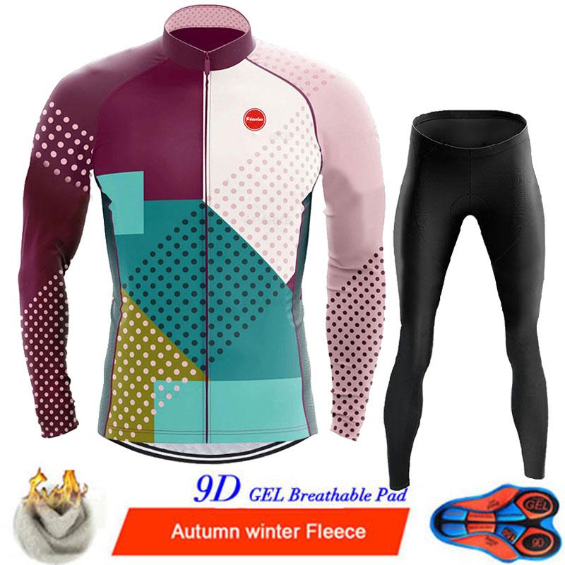 Phtxolue 2022 Winter Thermal Fleece Cycling Jerseys Set MTB Bike Clothes Maillot Ropa Ciclismo Invierno Bicycle Cycling Clothing