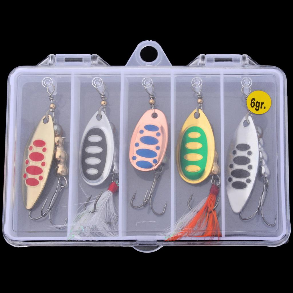 5PCS Premium Fishing Spinner Lure Set-Durable Zinc Alloy Metal Spoons with Vibrant Action for Trout Carp Fishing  Accessory Kit