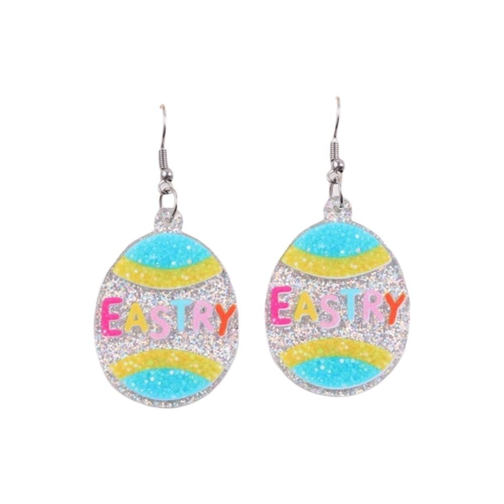 Acrylic Bunny Pendant Earrings Cartoon Easter Egg Dangle Earrings Fashion Easter Egg Earrings  Men