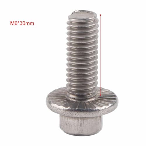 Hilitand Stainless Steel Flanged Hex Bolts, M6 x 30, Flange Bolt, Pack of 10 (M6 x 30)
