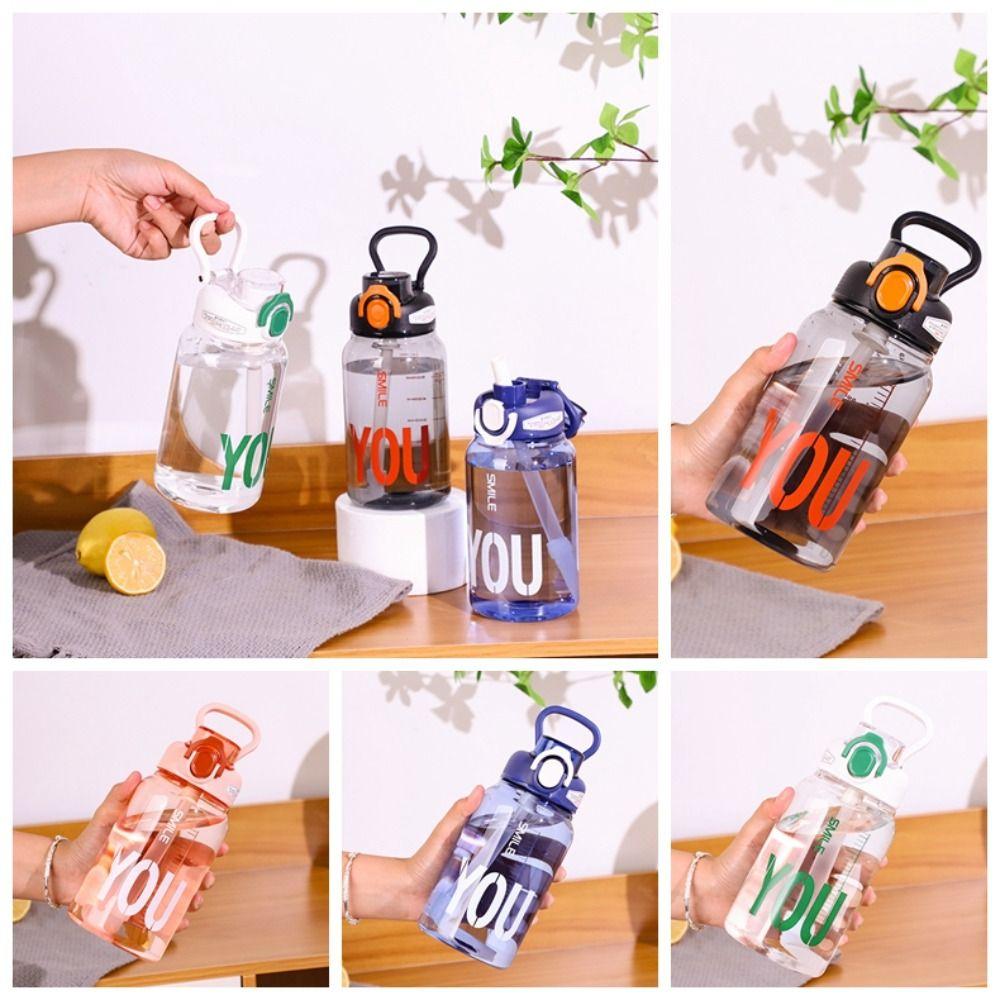

Transparent Sports Water Bottle PS Travel Portable Bottles Large Capacity Straw Cup Outdoor Sports синій