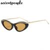 Sexy Cat Eye Punk Sunglasses Women  Luxury Brand Fashion Metal Small Frame Sun Glasses For Ladies Trendy Cateye Shades UV400