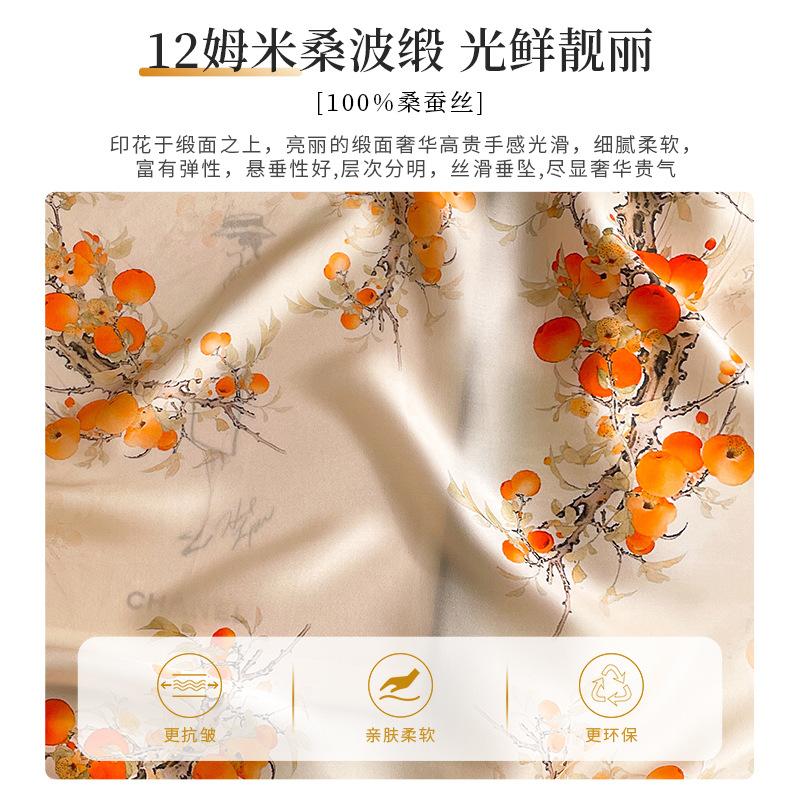 100% Pure Silk Scarf Women Floral Print Neck Shawls Wraps Foulard Scarves Pashmina Female Hijab Bandana bufanda Square Kerchief