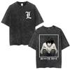2026 Summer Hot Sale Vintage Washed Anime Death Note Graphic T Shirts Men Women Vintage Hip Hop Streetwear Oversized Tshirt