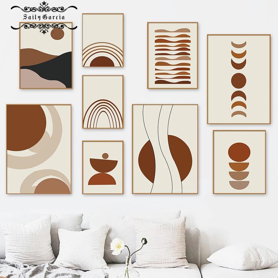 

Abstract Geometric Art Lines Poster and Prints Vintage Wall Art Canvas Painting Nordic Pictures for Living Room Interior Decor