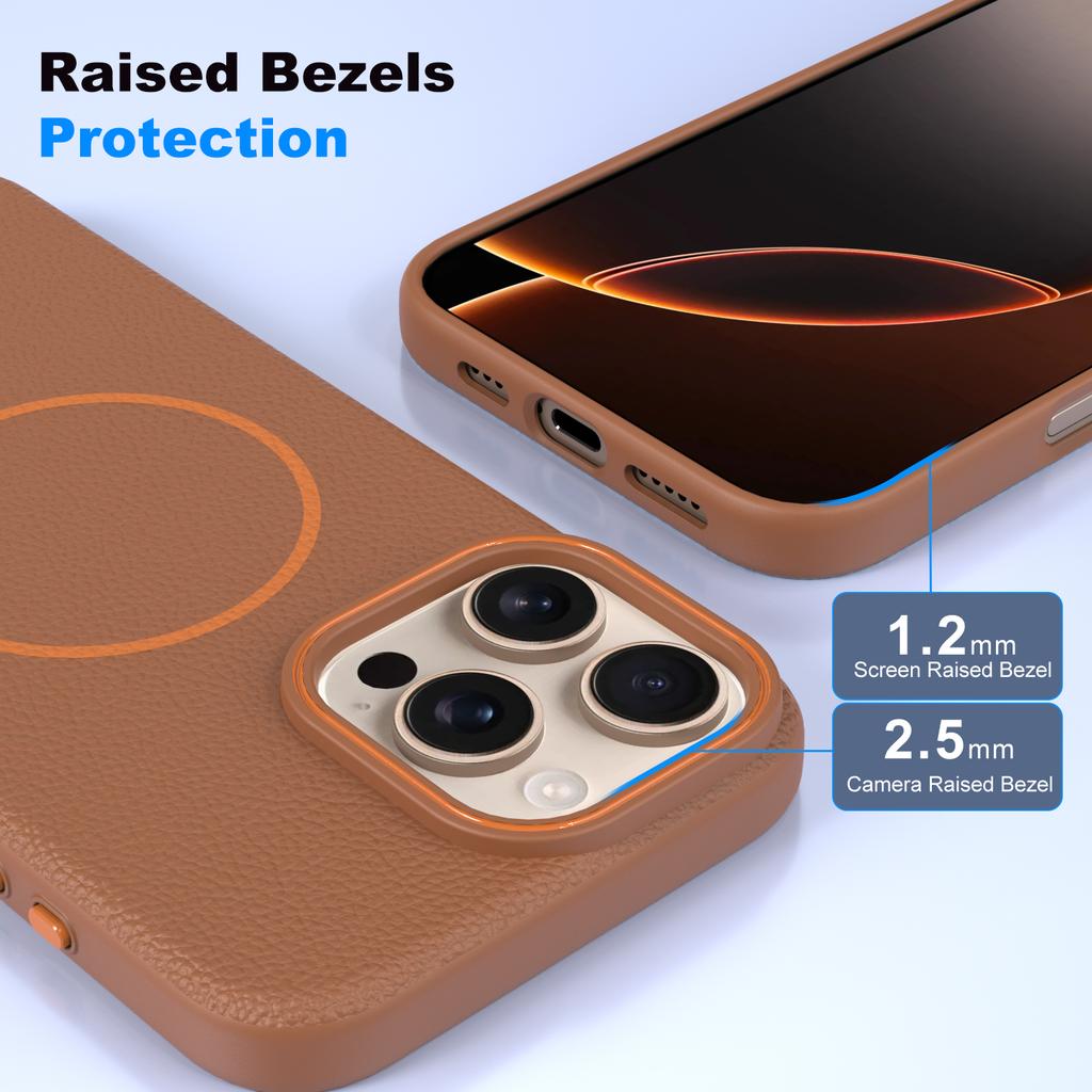 Litchi Patterned Leather Phone Case for IPhone 17 16 15 14 13 12 11 Pro Max Magnetic Magsafe Armor Flocking Cover