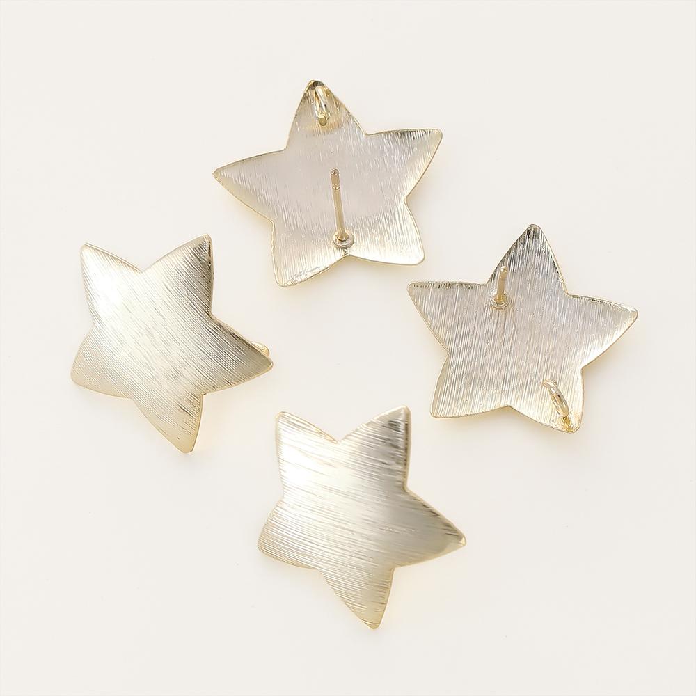 

2/4pcs High Quality Brass Metal 14K 18K Gold Plated Star/ Love Heart Post Earrings Needle Post Earring DIY Jewelry Accessories 2pcs
