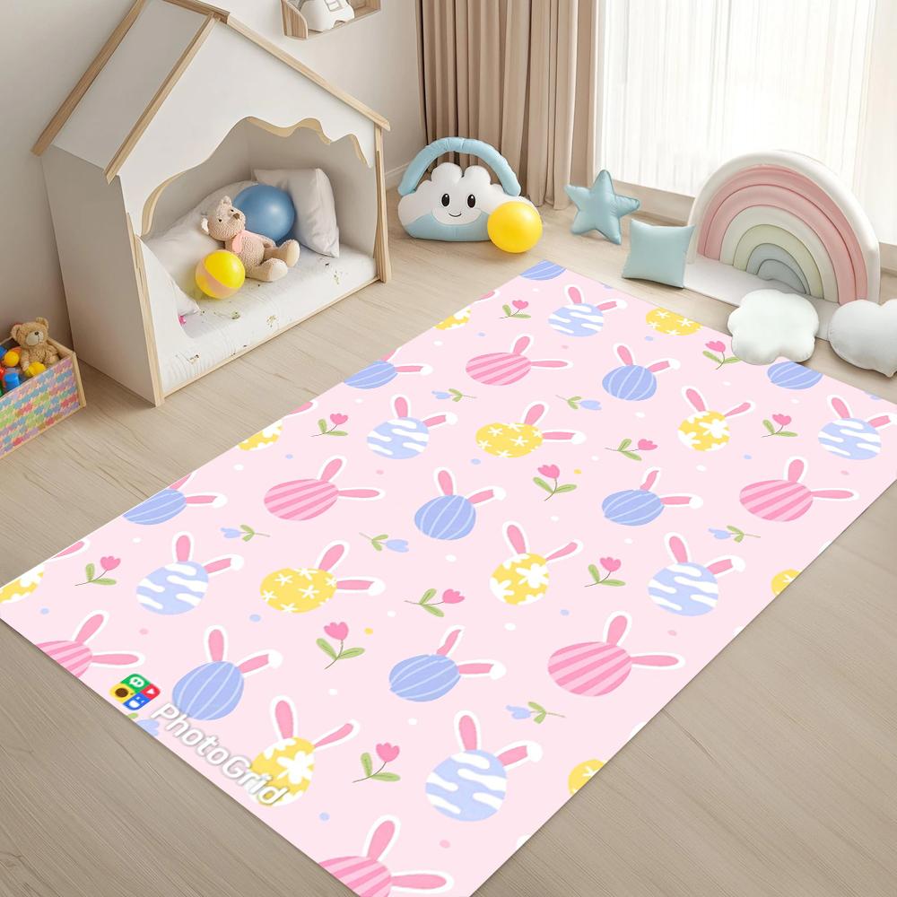 

Rabbit Easter Egg Carpet Door Mat Cartoon Easter Bunny Carpet Living Room Bedroom Holiday Party Decoration Carpet Rug 40x60cm