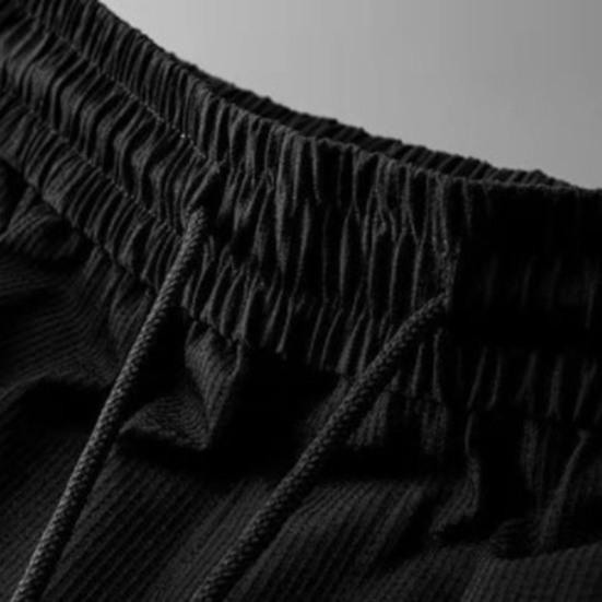 2 Pcs/Set Men Tracksuit Solid Color Drawstring Hooded Elastic Waist Super Breathable T-shirt Pants Set Daily Clothing