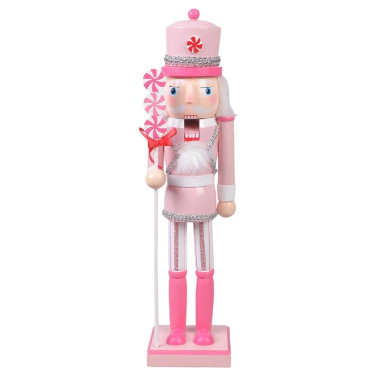 Traditional Wood Nutcrackers Collectible Christmas Figurines Christmas Present Dessert Man Candy Cake Pink Figure
