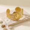 Women's Bohemian Stainless Steel Shell Conch Wide Cuff Bracelet Waterproof Hollow Coral Open Bangle Ocean Jewelry Gift