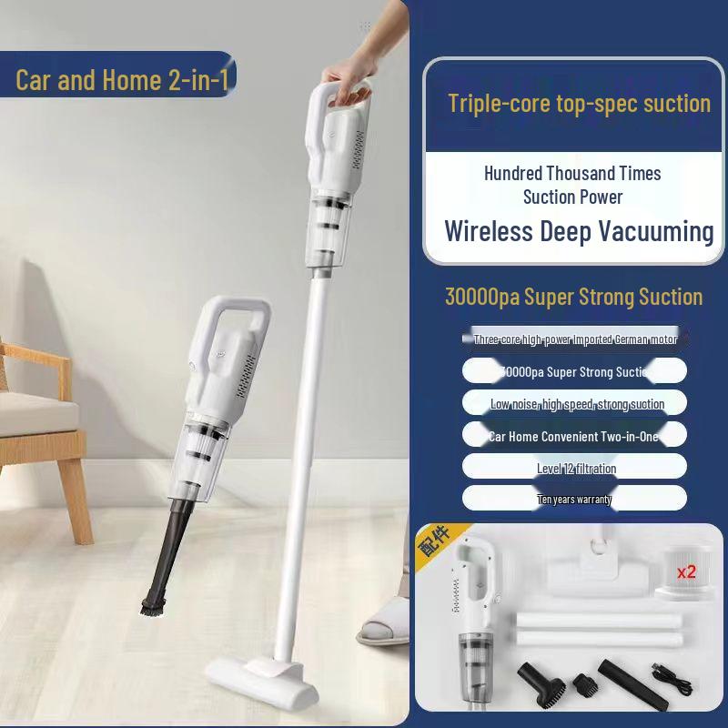 Wiederaufladbarer kabelloser Staubsauger und Wischmopp für Zuhause/Auto - Hohe Saugkraft, Handheld, Multifunktional, Milben- und Haarentferner