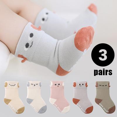3 Pairs Baby Cartoon Socks Knit Soft Cotton Warm Kids Tube Socks Cute Dog Infant Toddler Socks For Boys Girls