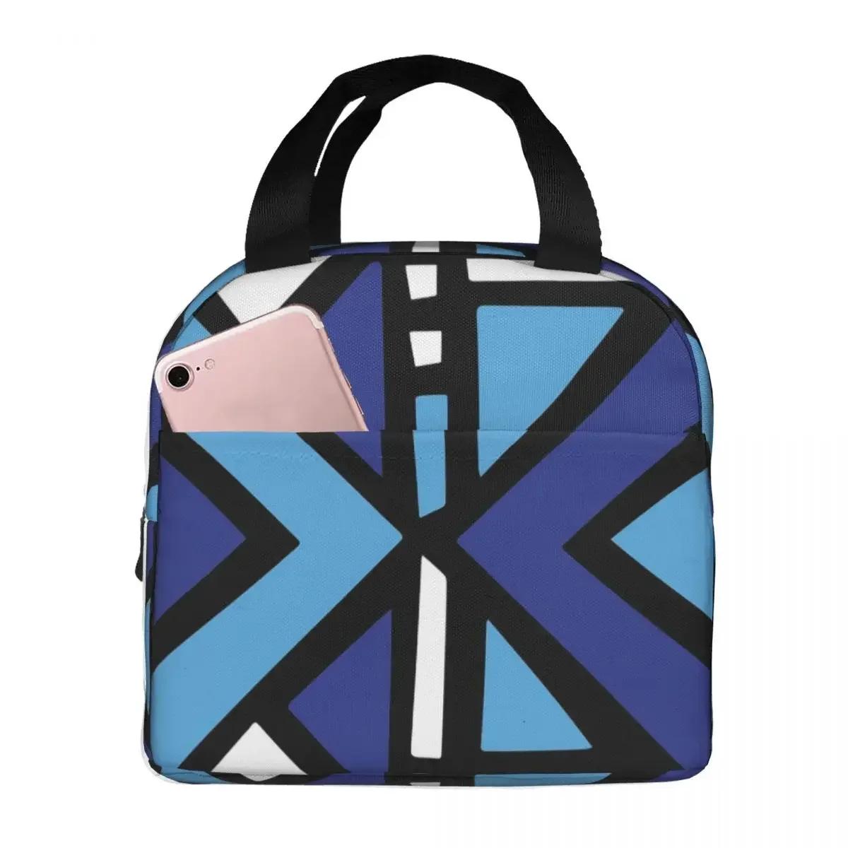 African Bogolan Mudcloth Pattern Insulated Lunch Bag for Women Children Portable Food Boxes Thermal Lunch Box Tote One Size