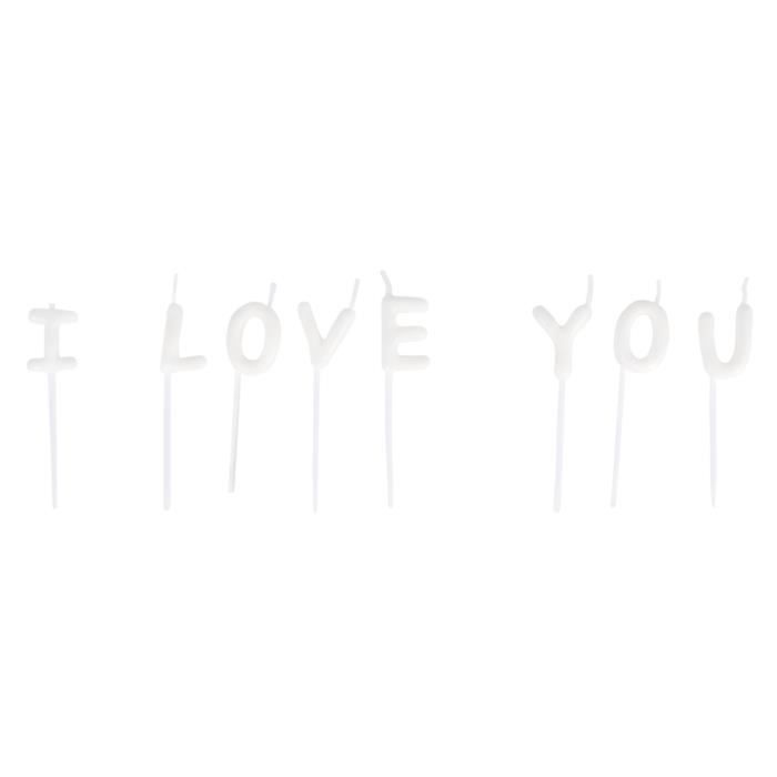 Bougies lettres - Rayher - I LOVE YOU - Blanc - 2x7,7cm - 8 lettres