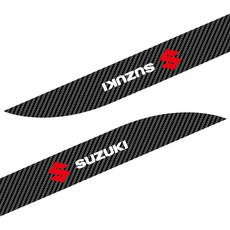 2pcs Carbon Car Door Side Skirt Sill Stripe Sticker Decals Styling For Suzuki Jimny GW250 Samurai Vitara Swift Baleno SX4 Ignis Alto Splash Swace