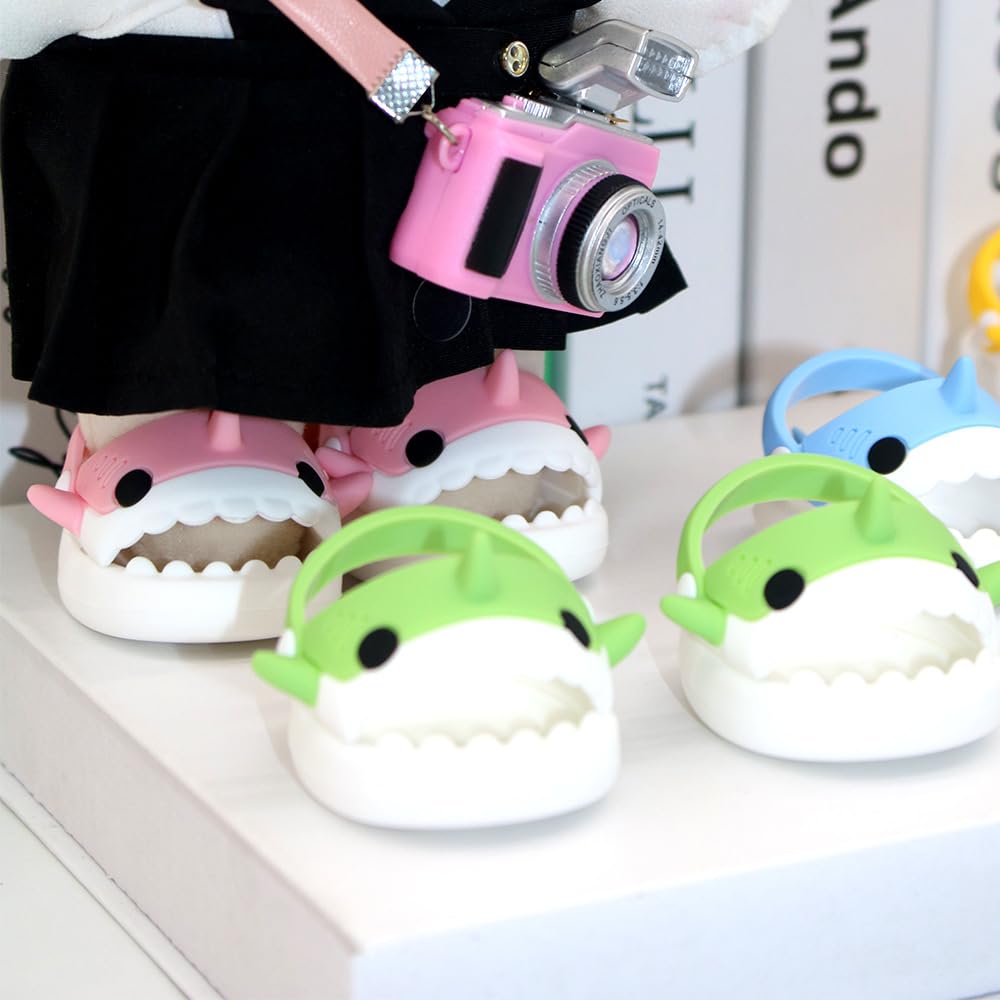 niannyyhouse 20cm Plush Shark Shoes Slippers Cotton Doll Sandals Dress-Up Doll Accessories (Gray)