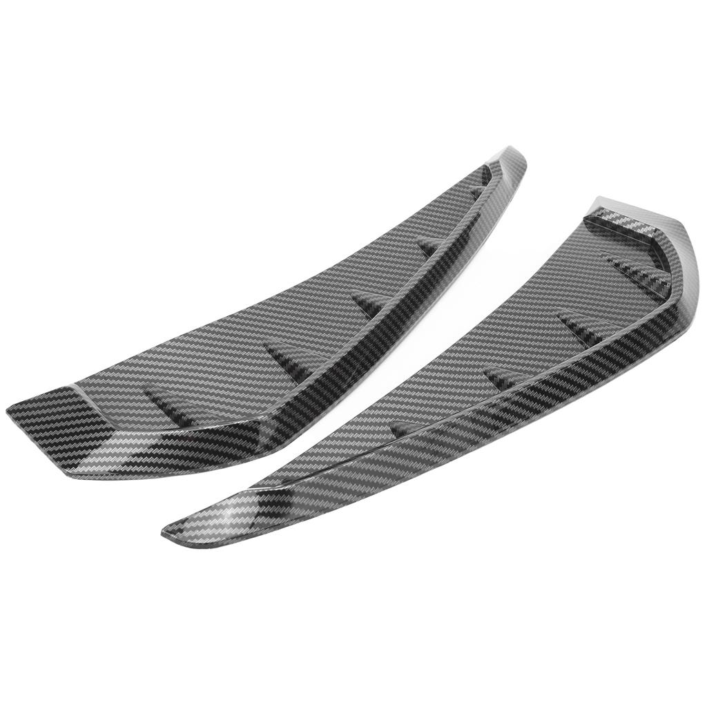 2Pcs Fender Vent Air Wing Cover Trim Black Carbon Pattern PU Rubber Board Car Universal