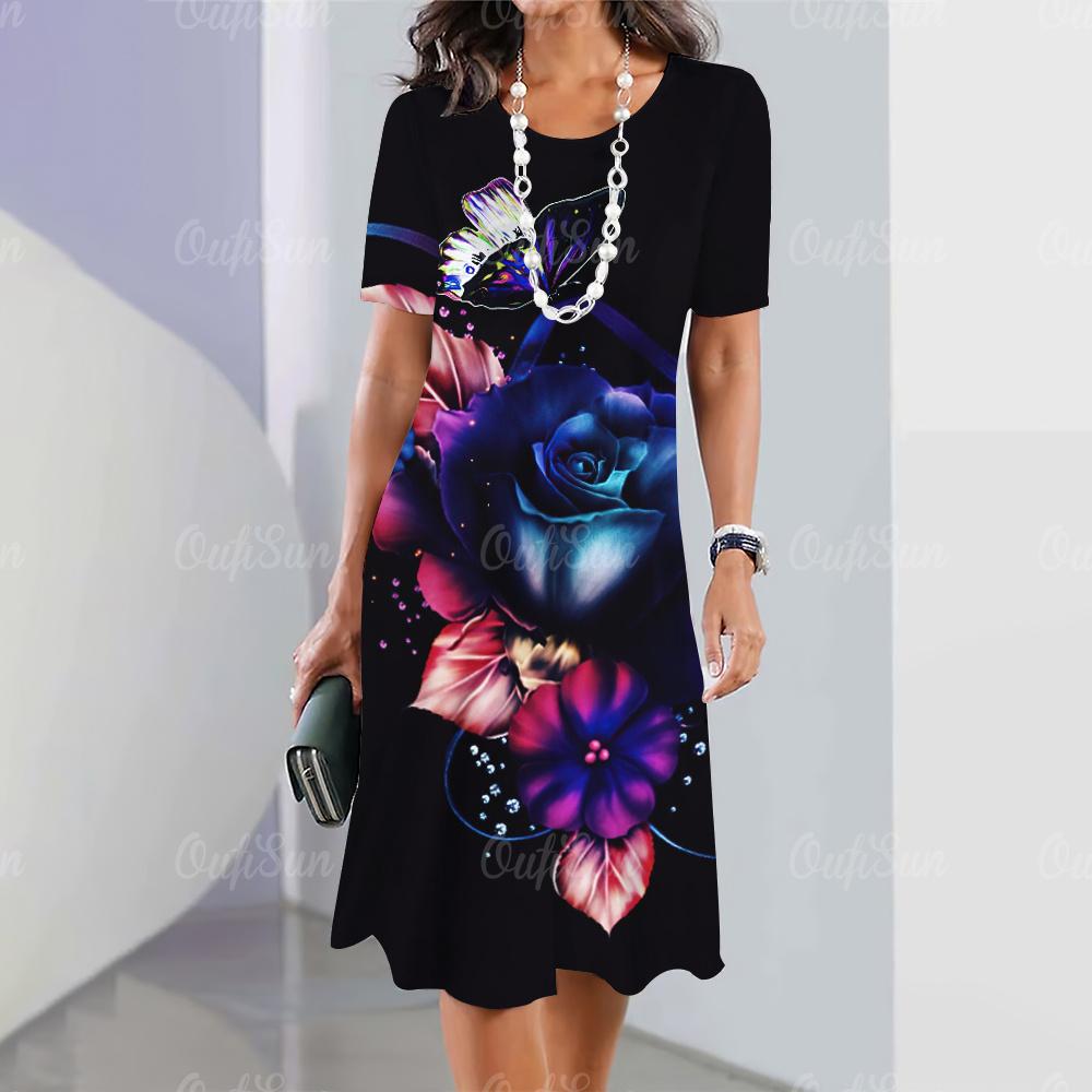 2025 New Summer Women's Outdoor Casual Fashion Short-sleeved Bohemian Hawaiian Style Floral Print Women's Clothing