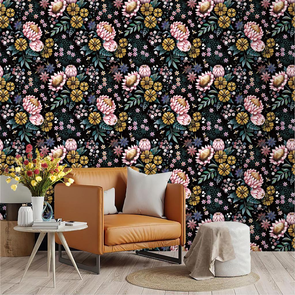 Sunflower Peel and Stick Wallpaper Farm Floral Self Adhesive Wallpaper for Home Bedroom Cabinets Wall Decor