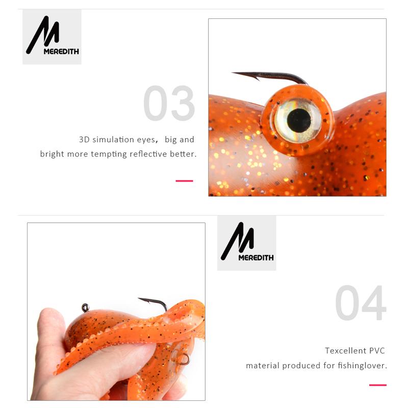 MEREDITH Package Lead Fishing Lure 23g 9cm Long Tail Soft Octopus Artificial Silicone Soft Bait
