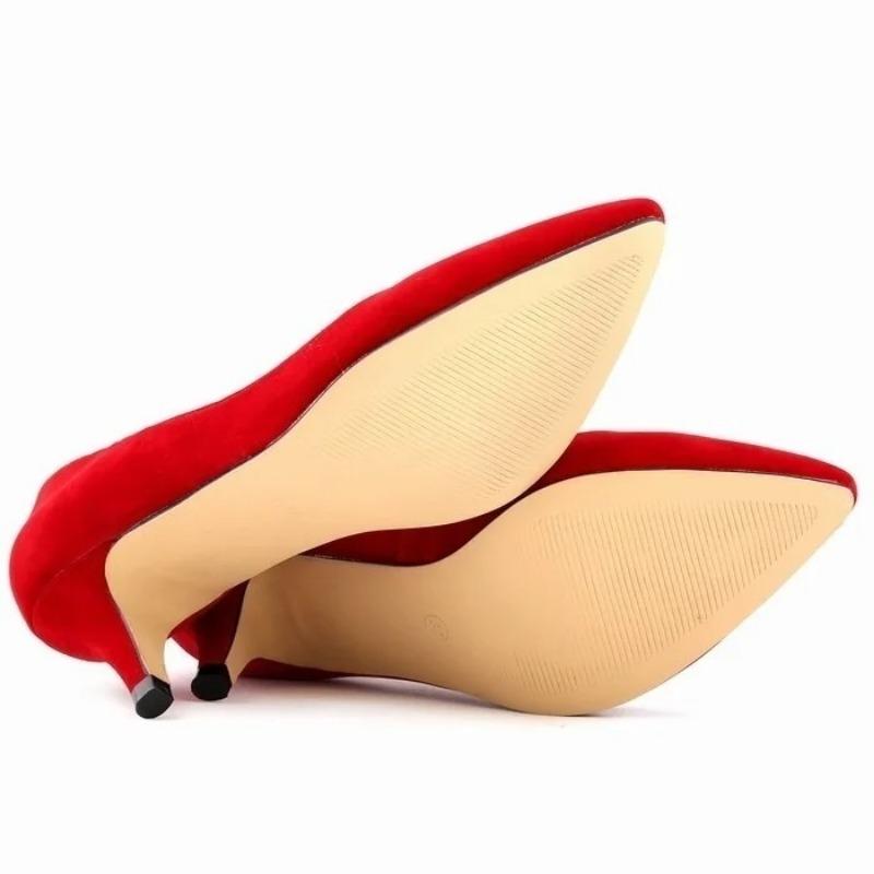 Women Pumps Spring Autumn 5cm Low High Heels Solid Color Breathable Pointed Toes Non Slip Sole Latex Insole Work Wedding Shoes