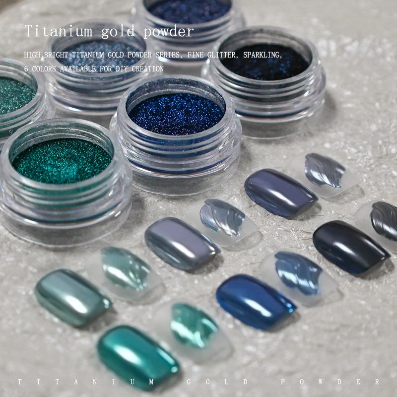 High-Gloss Titanium Gold Mirror Nail Art Powder - Ocean Star Glitter